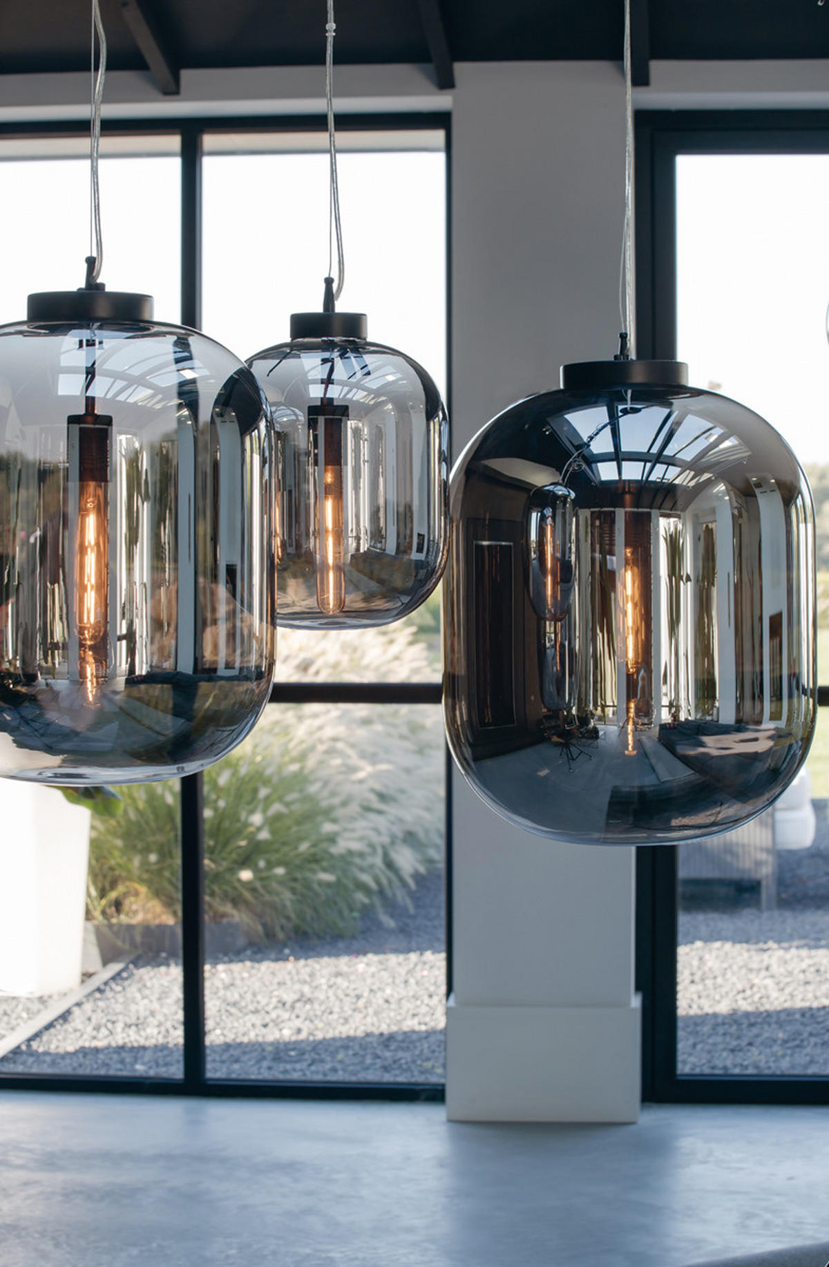 HÄNGELAMPE Julia Grau Ø35/42,5 cm - Grau, Glas (35/40/30cm) - Light & Living