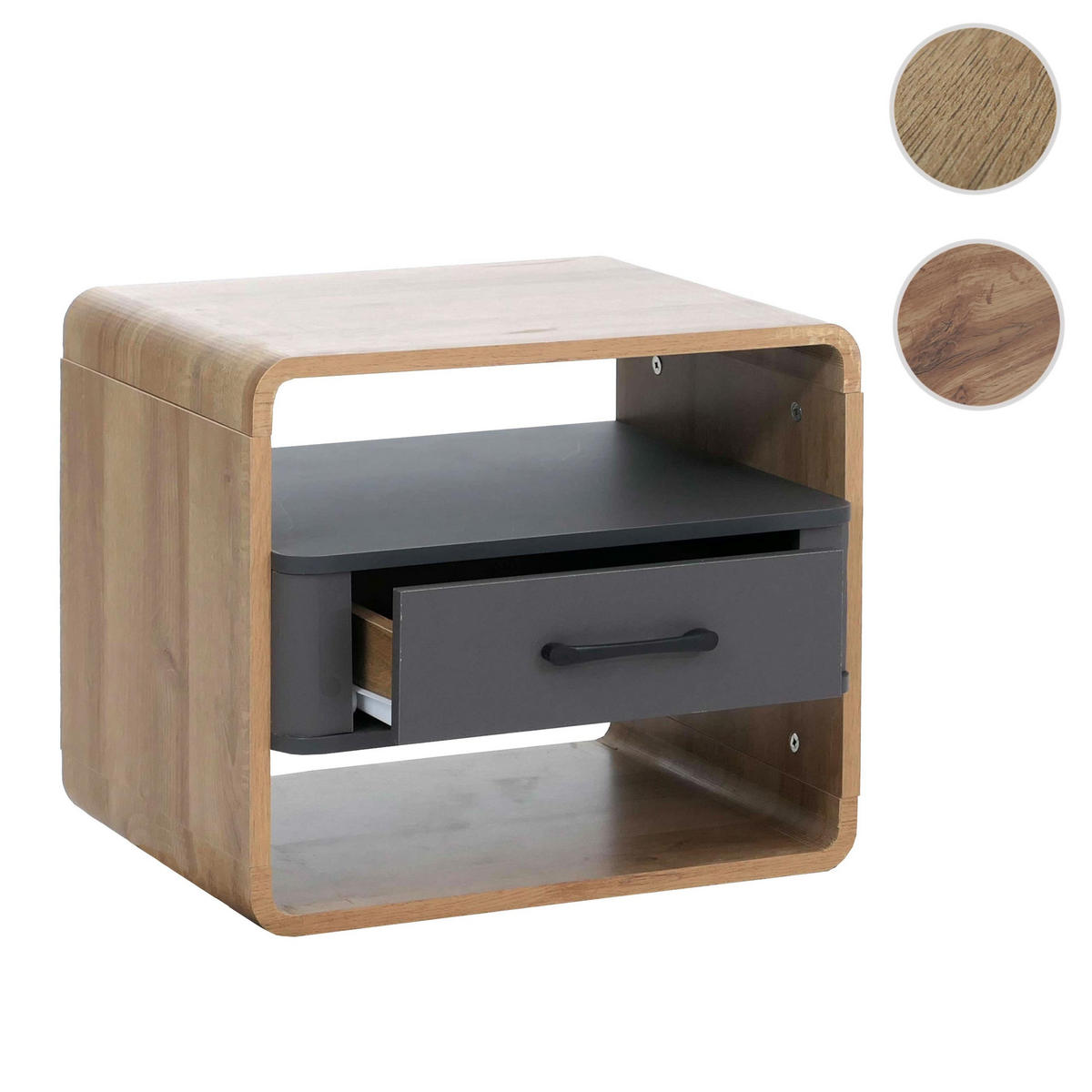 NACHTTISCH organisch Dunkelgrau - Dunkelgrau, Holz (48/40/44cm) - MCW