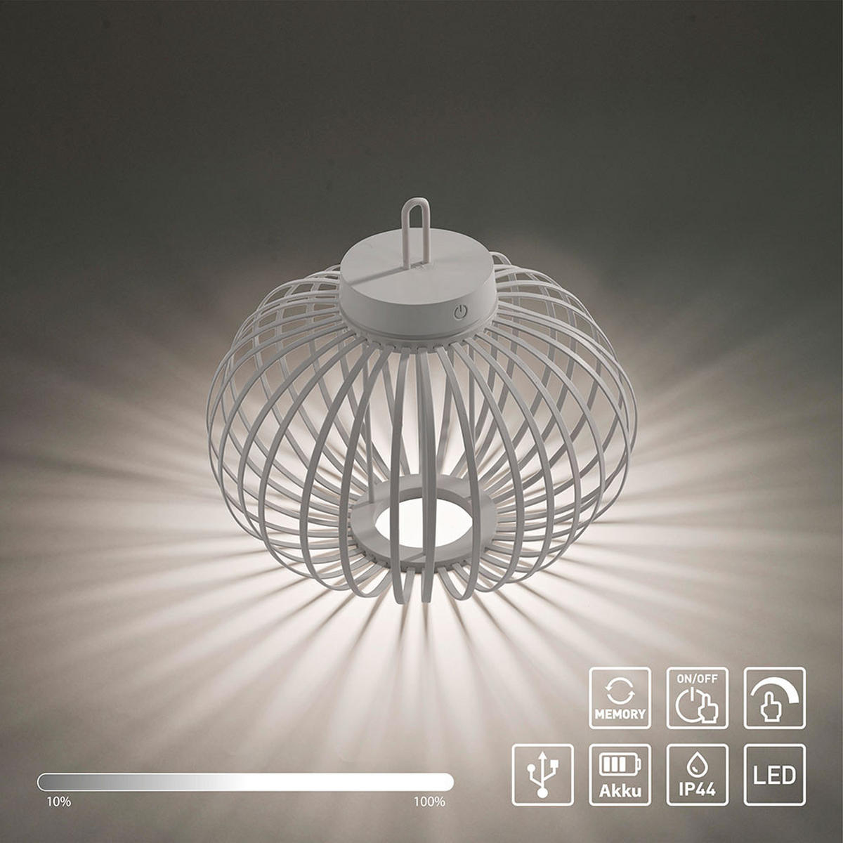AKKU-PENDEL-/TISCHLAMPE GABBIA Bambus Beige LED 2er Set - Beige, Holz (46/46/37.5cm)