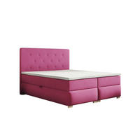 BOXBETT LUPIN, 140 x 200 cm, Double Bed für Schlafzimmer, Elegant Matratze und Bettkasten, Rosa - Rosa, Holz/Textil (140/200cm) - Trada