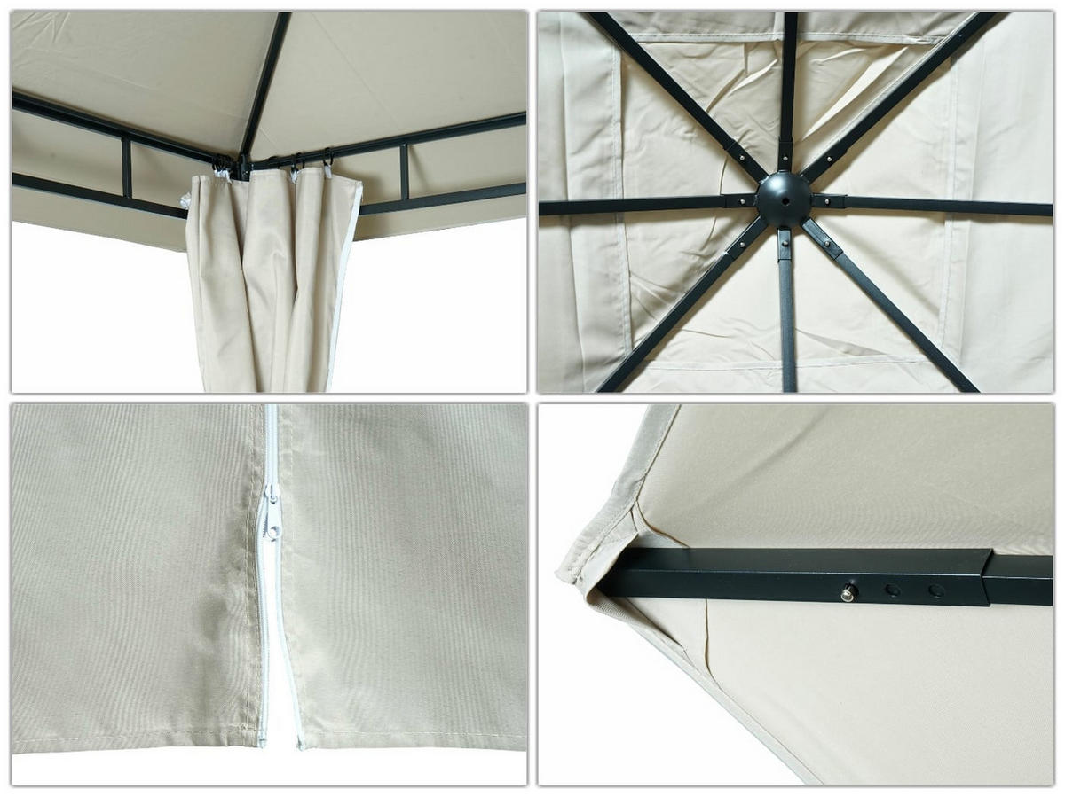 PERGOLA 255x300x300cm Seitenwand Creme-Beige - Creme, Metall (300/255/300cm) - BERLINLODGE