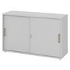 SCHIEBETÜRENSCHRANK - 2 Ordnerhöhen 40/120/74,8 cm in Grau Streifengriff (Kunststoff) - Grau, Holzwerkstoff (120/74.8/40cm) - bümö