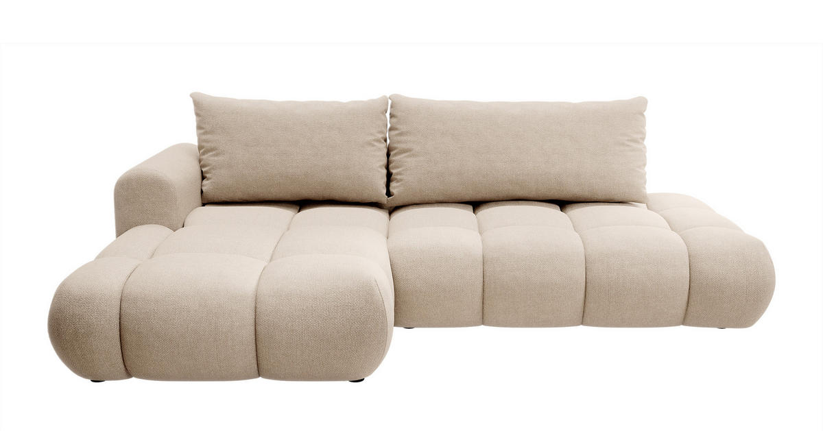 ECKSOFA Ombo Beige Chenille 280 cm - Beige/Schwarz, Kunststoff/Textil (284/167cm) - Selsey