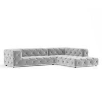 ECKSOFA Cosimo Hellgrau Samtstoff - Hellgrau/Schwarz, Holz/Holzwerkstoff (325/228cm) - Maison de Reve