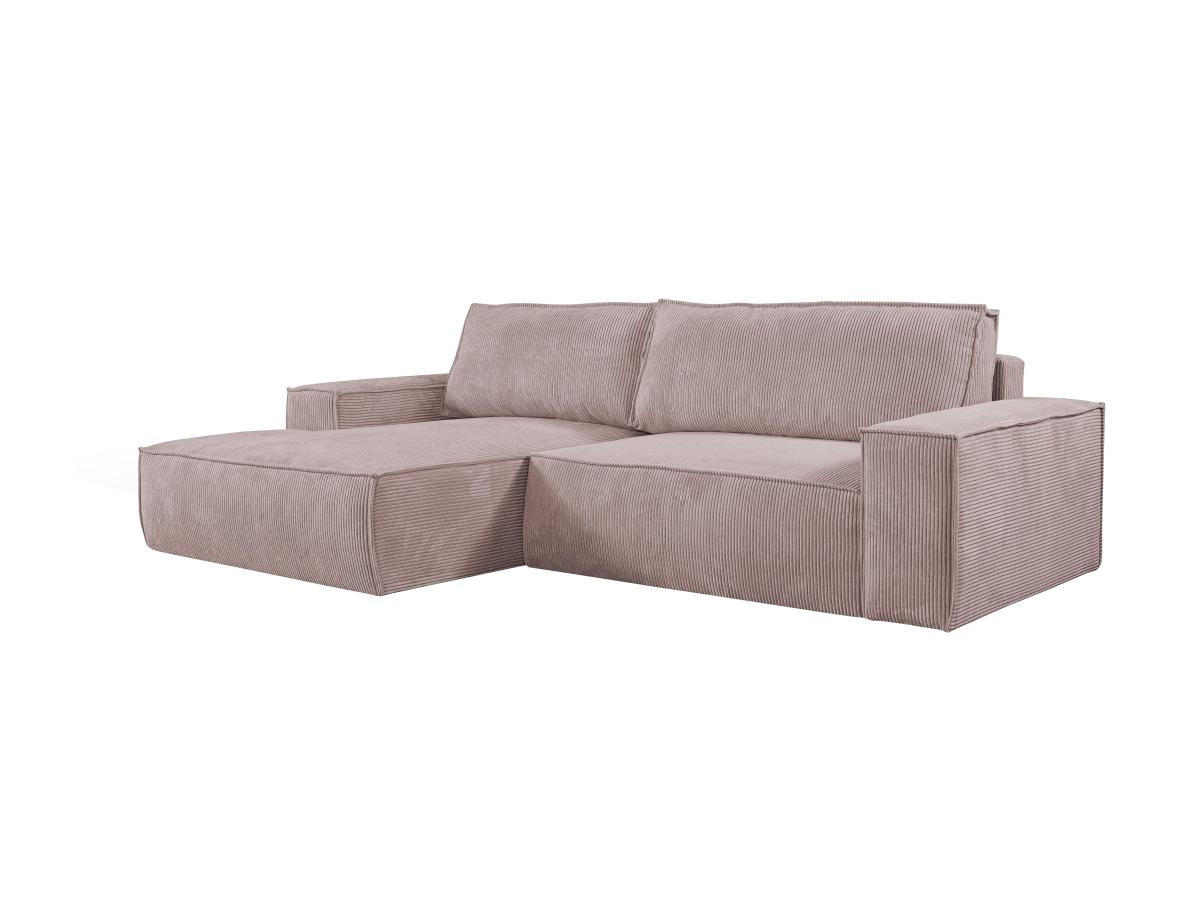 ECKSOFA mit Schlaffunktion - Ecke Links - Cord - Malve - AMELIA - Lila, Textil (167/267cm) - Vente-Unique