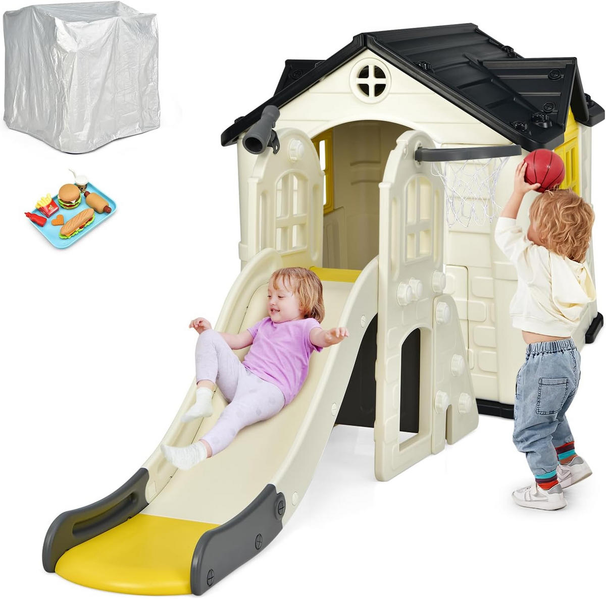 SPIELPLATZ 6 in 1 Kinder Gelb - Gelb, Kunststoff (83/98/190cm) - COSTWAY