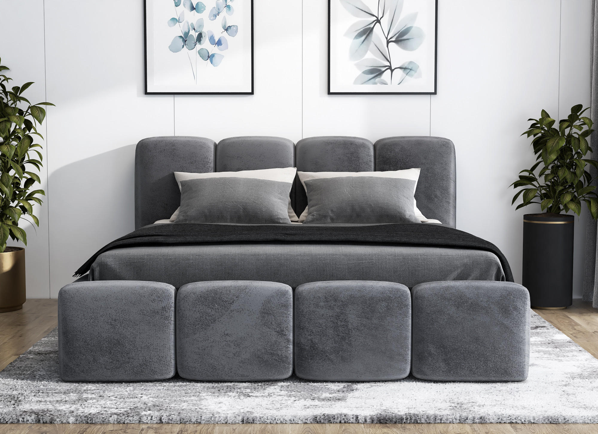 POLSTERBETT DONA 140x200 Dunkelgrau - Dunkelgrau, Textil (140/200cm) - A&J MöbelLand