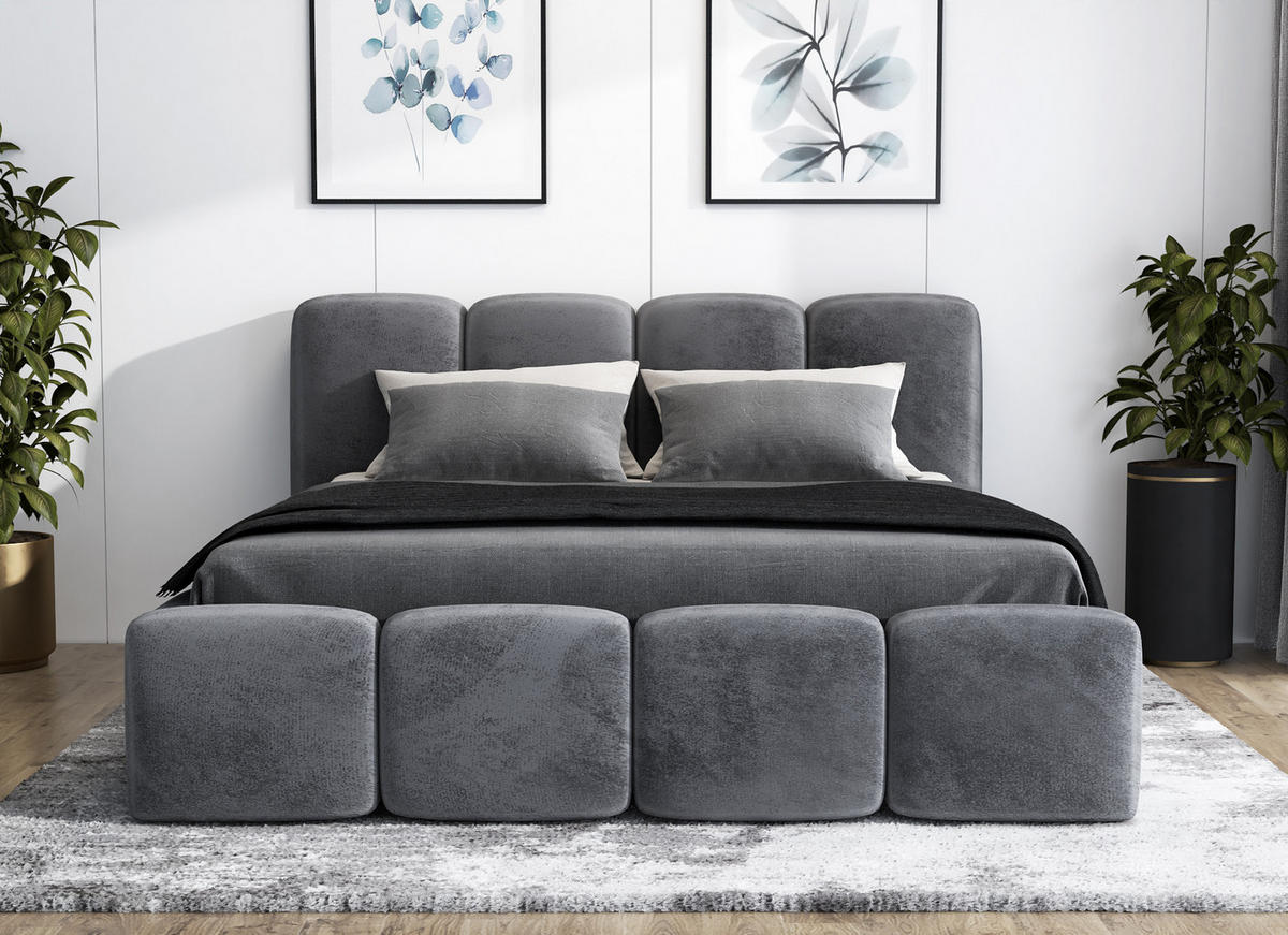 POLSTERBETT DONA 180x200 Dunkelgrau - Dunkelgrau, Textil (180/200cm) - A&J MöbelLand