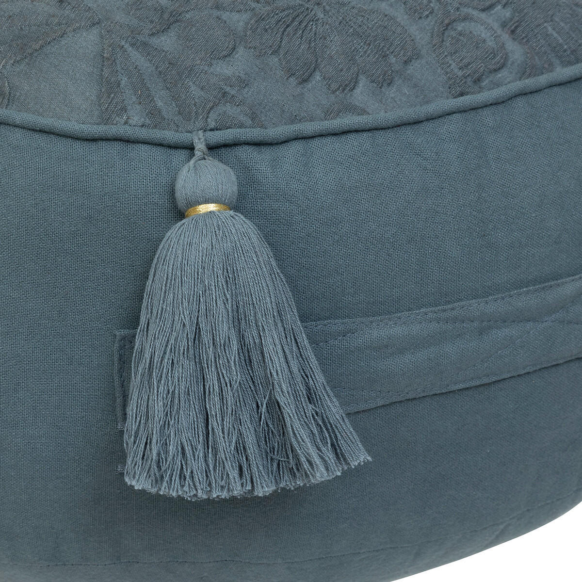 SITZKISSEN Baumwolle Little Cottage Ø 48 cm - Blau, Naturmaterialien (43cm) - Atmosphera Createur d´interieur