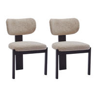 STUHL 2er-Set - Bouclé-Stoff & Kautschukholz - Taupe & Schwarz - WILANA - Taupe/Schwarz, Textil (56/85/60cm) - Vente-Unique