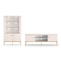 WOHNZIMMER-SET Selgin Kaschmir / Gold 2-teilig - Kaschmir/Goldfarben, Holz/Holzwerkstoff (252/152/40cm) - Feldmann-Wohnen