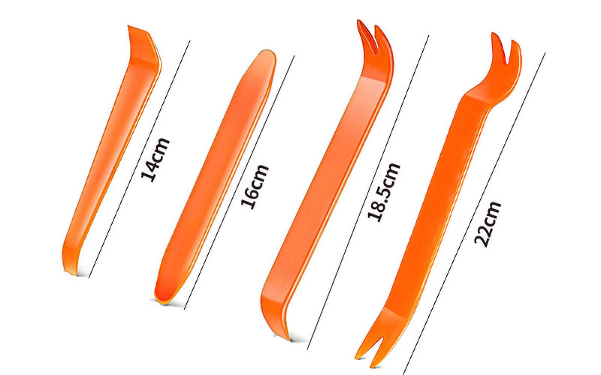 KLEMMEN – zum Aus- und Einbau von Autoradios, Audiosystemen, Innenverkleidungen und Armaturenbrettern – 4-teiliges Set - Kupferfarben, Kunststoff (22/2/1cm) - DCA