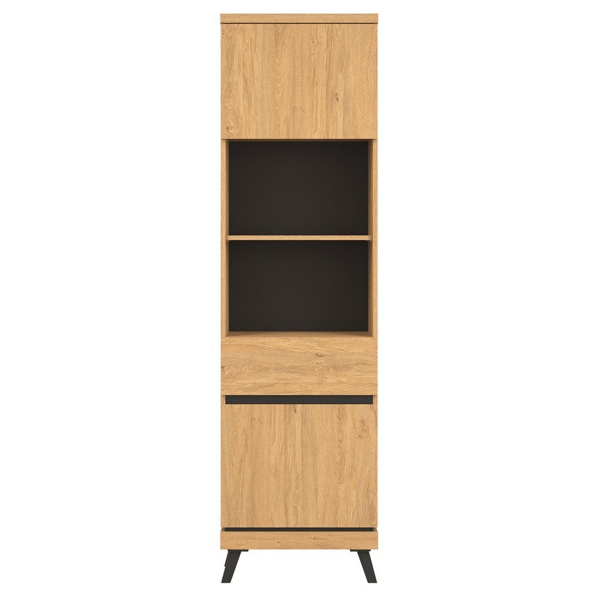 JUGENDZIMMER Art Set B mit Bett 120 x 200 - Steineiche / Schwarz - Eichefarben/Schwarz, Holzwerkstoff (128/106/220cm) - QMM TraumMöbel