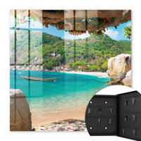 SCHLÜSSELBOX Schwarz 30x30 cm- Türöffnung nach rechts - Ein paradiesischer Ausblick - Türkis, Metall (30/30/5cm) - TULUP