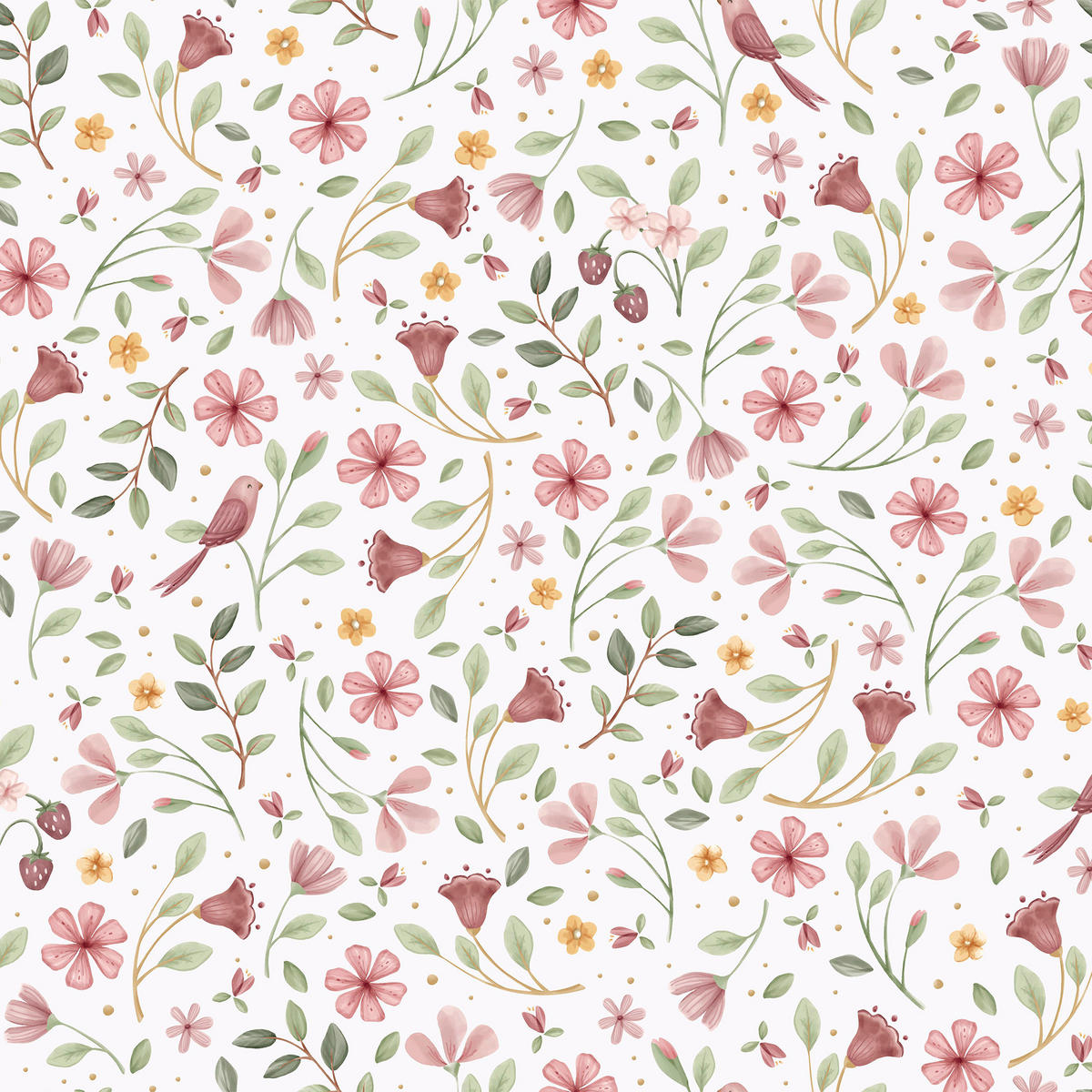 VLIESTAPETE Blumenzauber Rosé - Multicolor, Papier/Kunststoff (52/1000cm) - Little Dutch