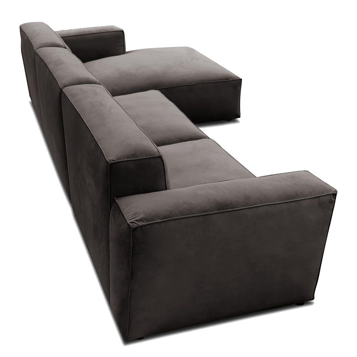 ECKSOFA mit Longchair - Graubraun/Schwarz, Kunststoff/Textil (345/170cm) - home24