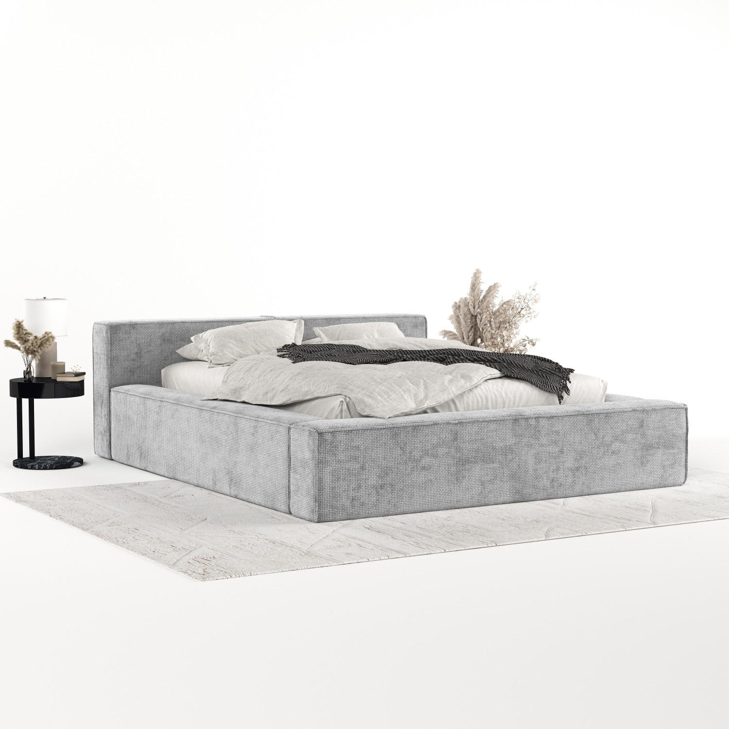 POLSTERBETT Casto mit Stauraum 140/200 cm Hellgrau im Bonita Stoff - Hellgrau/Schwarz, Holz/Holzwerkstoff (140/200cm) - AltaBeds