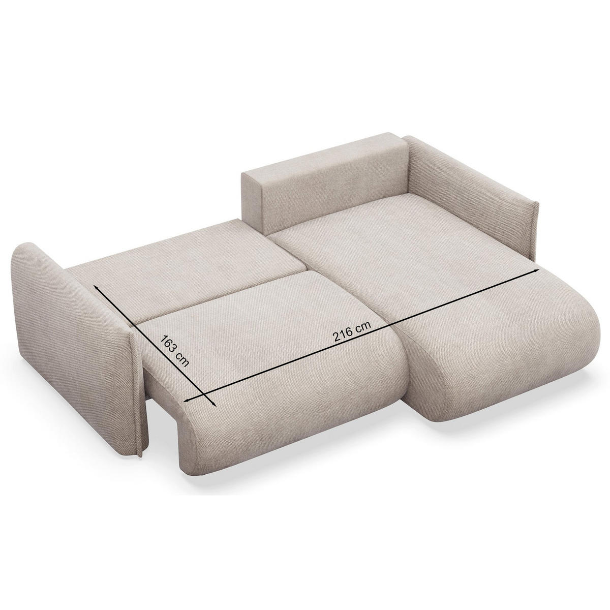 ECKSOFA Cushi Hellbraun-Chenille - Hellbraun/Schwarz, Kunststoff/Textil (252/183cm) - Selsey