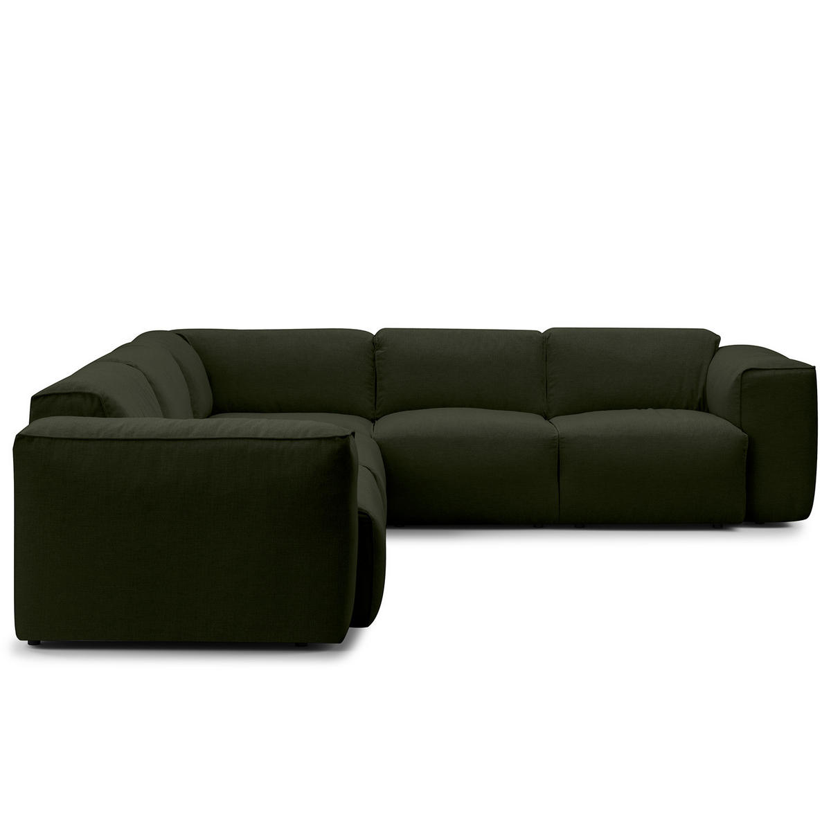 ECKSOFA mit Rundecke - Schwarz/Grau, Kunststoff/Textil (325/260cm) - home24