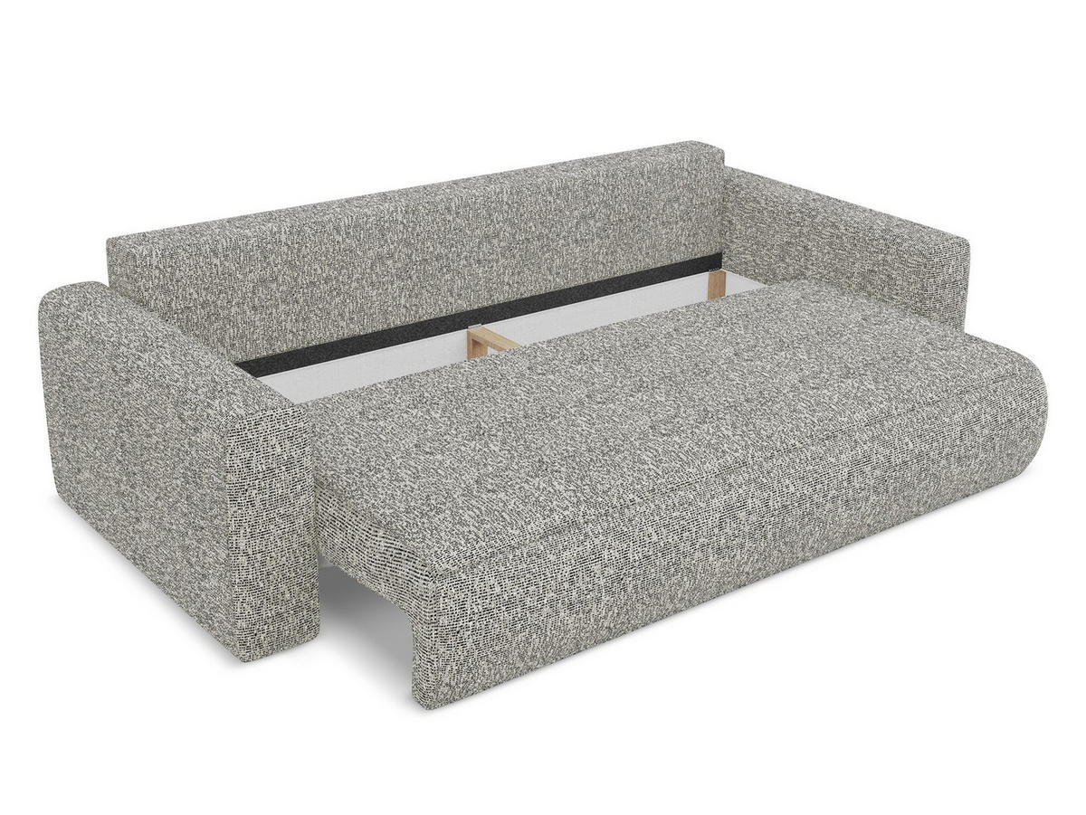 3-SITZER SOFA mit Schlaffunktion Strukturstoff Stoff Beige - Beige/Schwarz, Kunststoff/Textil (238/82/105cm) - Makamii