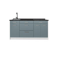 KUHINJSKI BLOK R-Line, Plavo-Siva /Bijela, 160 cm antraciet werkblad - bijela/plavo-siva, drvni materijal (160/81.6/60cm) - Vicco