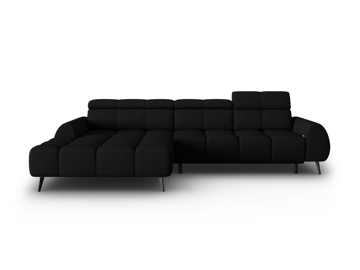 ELEKTRISCHES-ECKSOFA links Alyse aus strukturiertem Stoff schwarz 5 Sitzplätze - Schwarz, Textil (188/295cm) - Micadoni