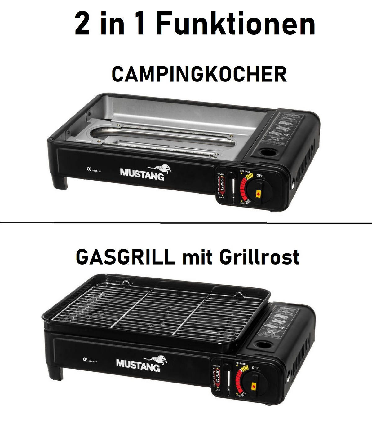 GASKOCHER Campingkocher Schwarz, 1 flammig, 2,5 kW, 4 Kartuschen, Koffer, Outdoor Kocher, Reisekocher, Butankocher, Camping Zubehör, tragbar - Schwarz, Metall (28/11/34.5cm) - JUNG