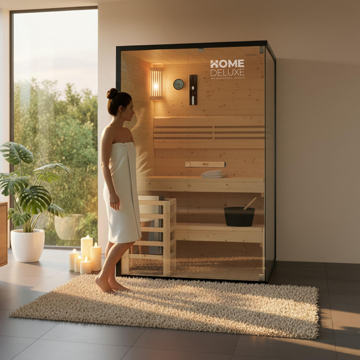SAUNA SHADOW M - M - Naturfarben, Holz (120/190/120cm) - Home Deluxe