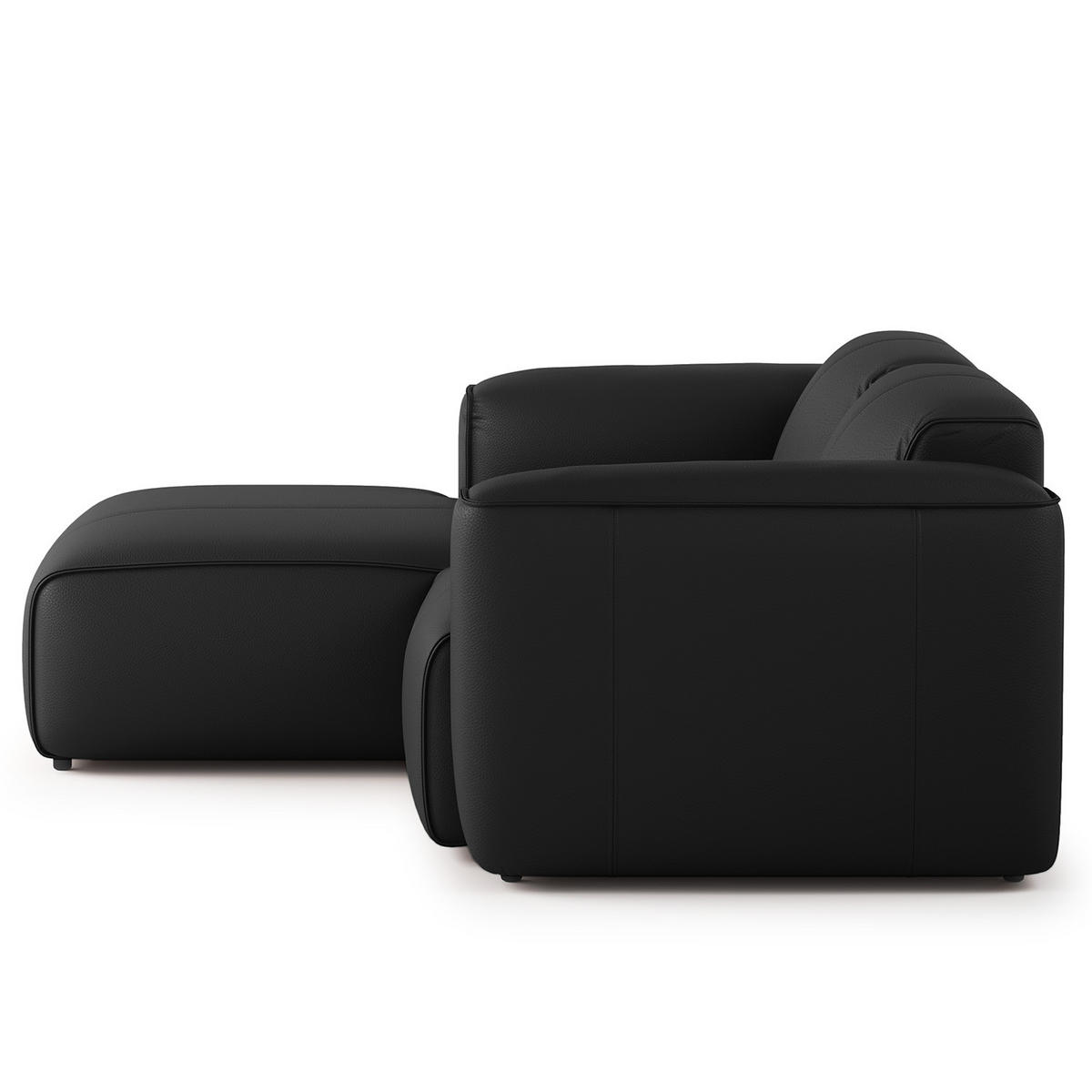 ECKSOFA mit XL-Longchair - Schwarz, Leder/Kunststoff (260/171cm) - home24
