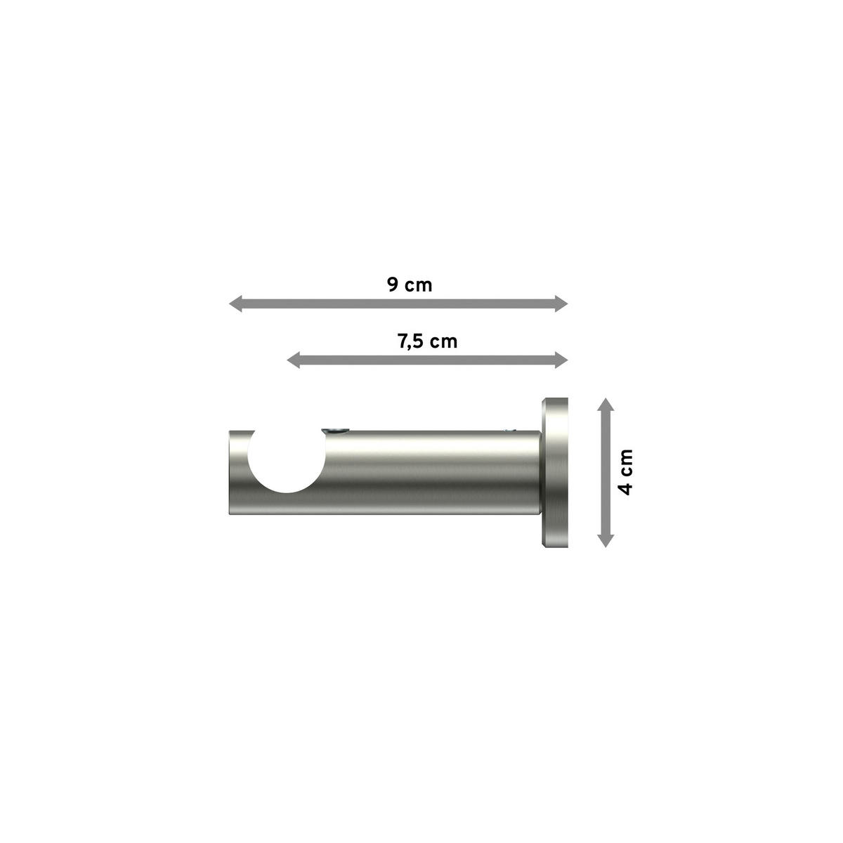 TRÄGER FÜR GARDINENSTANGEN 20 mm Ø, Platon 1-läufig, Edelstahl-Optik - Edelstahlfarben, Metall (9/4/4cm) - INTERDECO