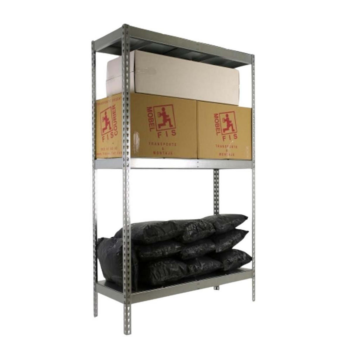SCHWERLASTREGAL MID METAL YETI THREE | HxBxT 150x150x75cm | Fachlast 400kg | Verzinkt - Silberfarben, Metall (150/150/75cm) - PROREGAL