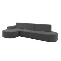 ECKSOFA mit Schlaffunktion Ottomane Links MARI L2-S 368X167X85 Grau Bouclé - Schwarz/Grau, Holzwerkstoff/Kunststoff (368/167cm) - ALTDECOR