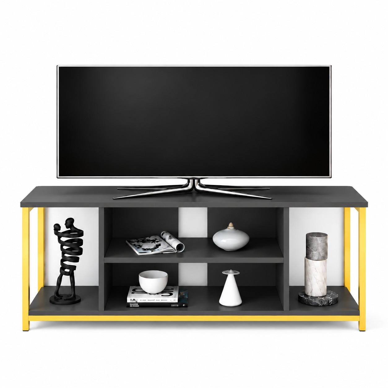 TV-ELEMENT Rinaldo Gold Anthrazit - Goldfarben/Grau, Holzwerkstoff (120/51/35cm) - Decorotika