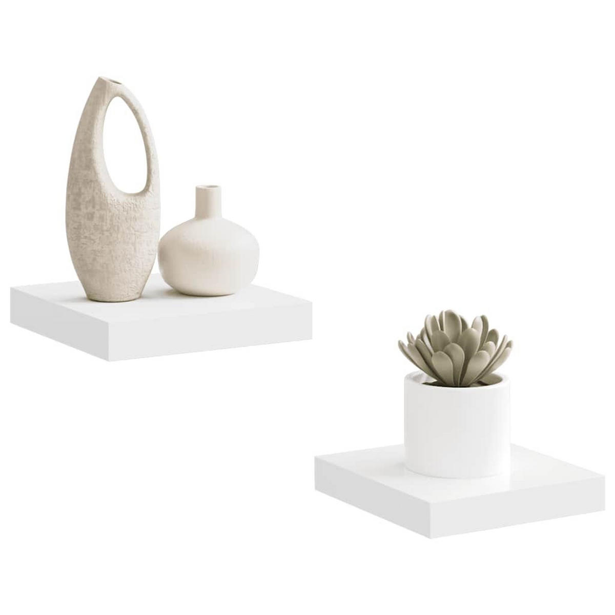 SCHWEBEREGALE 2er Set Weiss 23/23.5/3.8 Cm Mdf - Weiß, Holzwerkstoff (23.5/3.8/23.5cm) - vidaXL