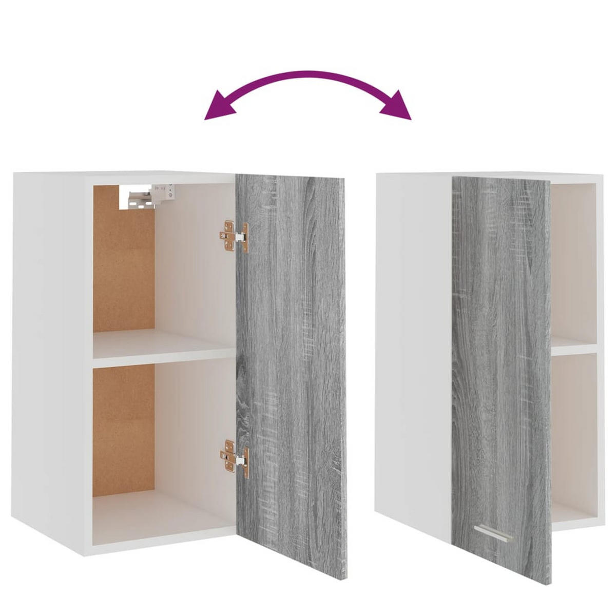 KÜCHENOBERSCHRANK Lyon mit 1 Ablage 29,5/31/60 cm aus Holzwerkstoff Grau Sonoma Dekor - Grau/Silbereichenfarben, Holz/Metall (29.5/61/31cm) - vidaXL