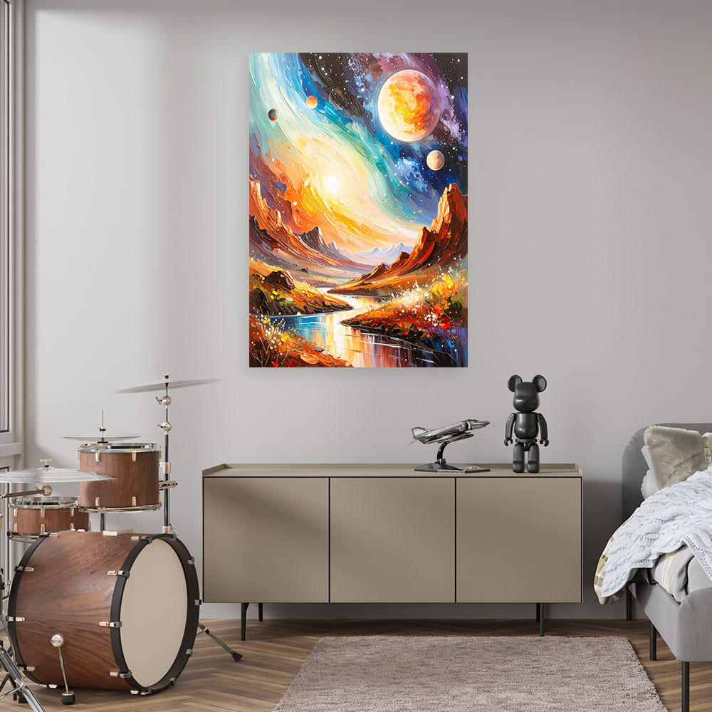 LEINWANDBILD Kosmos Planeten Abstrakt 80x120cm - Multicolor, Textil (80/120cm) - Feeby