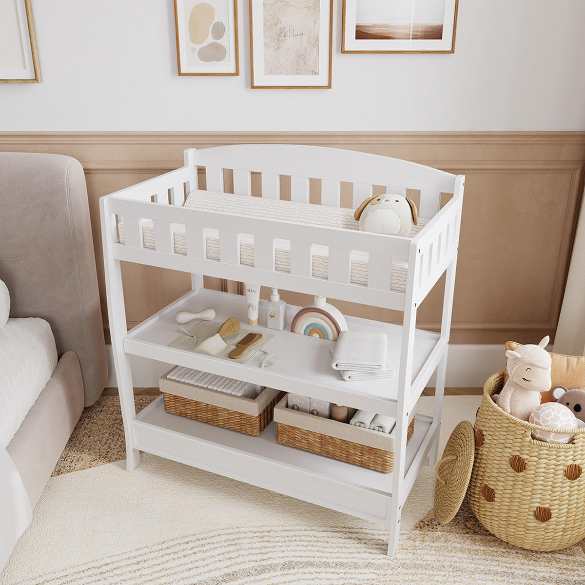 PŘEBALOVACÍ PULT Nesty Bílá - bílá, kompozitní dřevo (89/99.5/50cm) - Vicco