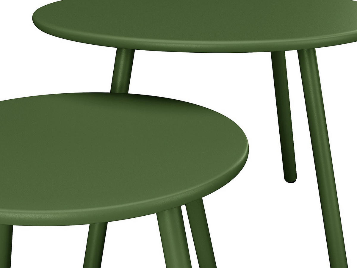 GARTENBEISTELLTISCH 2er-Set - 60 cm x 60 cm - Metall - Khaki - MIRMANDE - Schlammfarben, Metall (60/60/34cm) - Vente-Unique