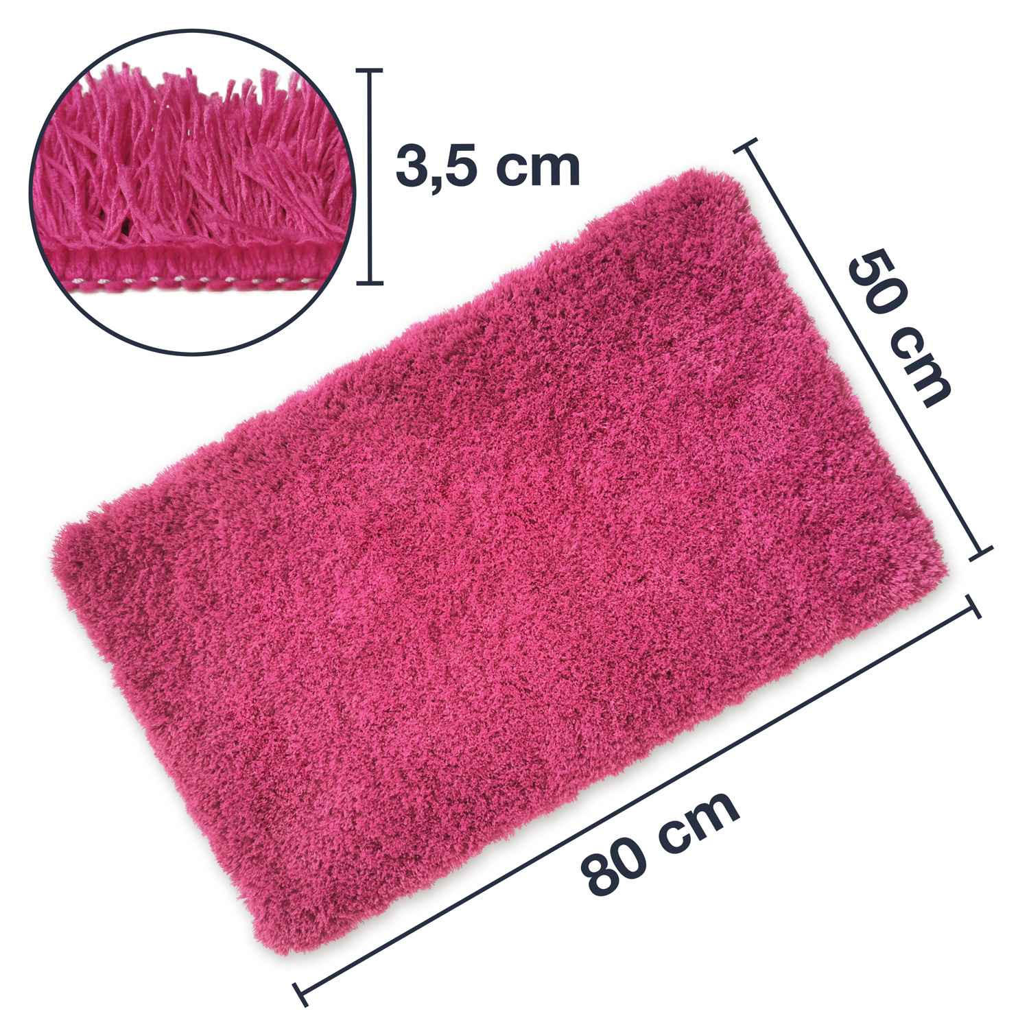 HOCHFLOR BADEMATTEN MALMÖ - Pink, Textil (50/100cm) - WohnDirect