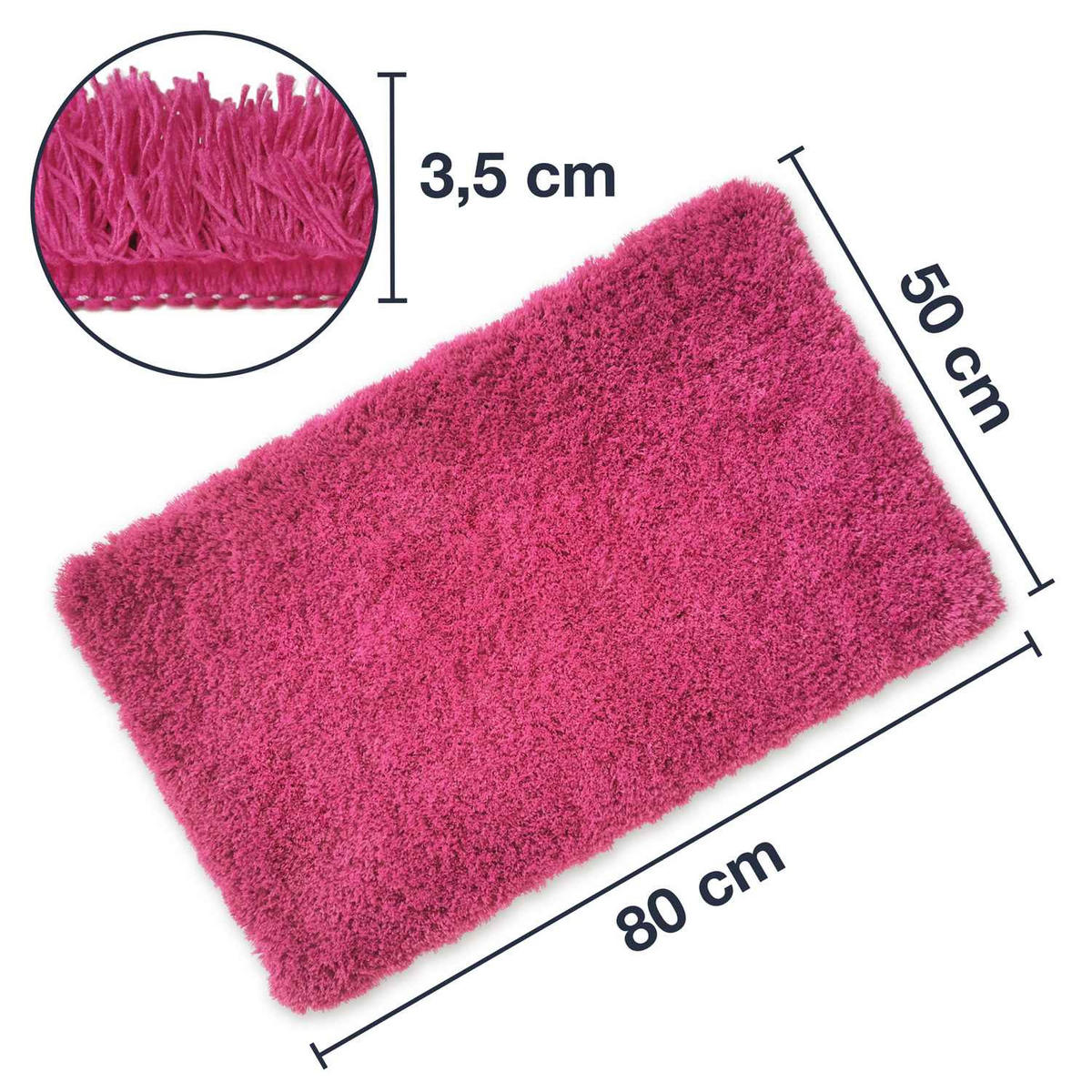 HOCHFLOR BADEMATTEN MALMÖ - Pink, Textil (50/100cm) - WohnDirect
