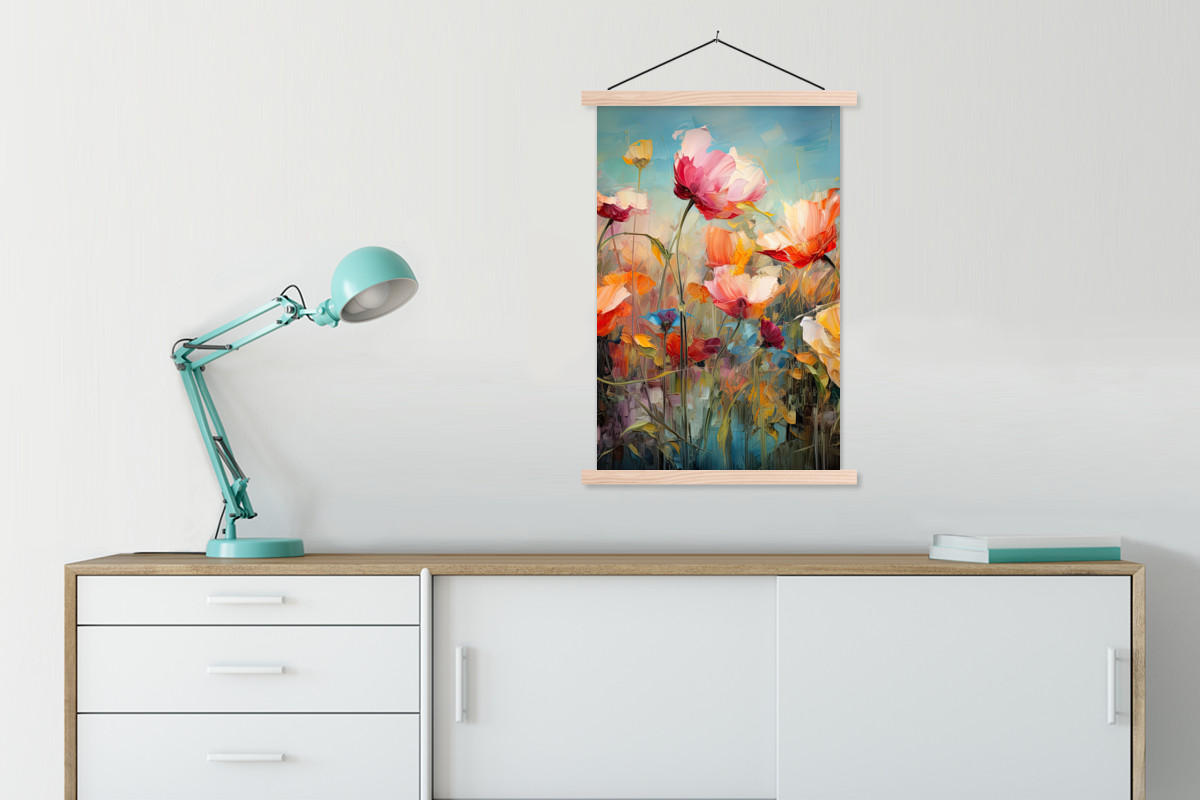 POSTER Blumen - Aquarell - Kunst - Botanisch - Natur 60x90 cm - Orange, Textil (60/90/0.15cm) - MuchoWow