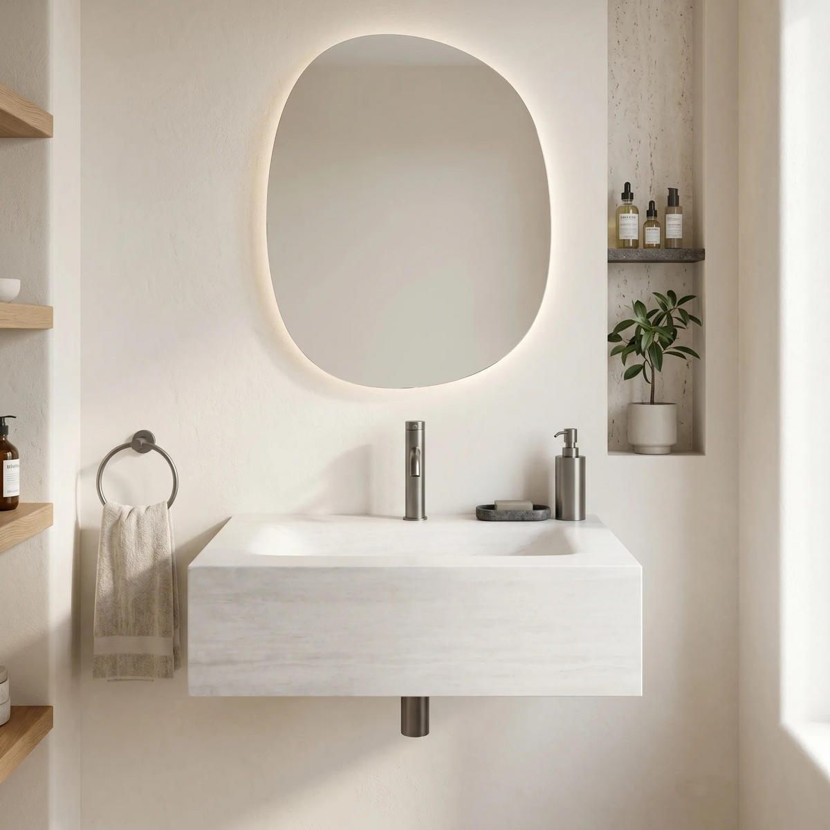 WANDWASCHBECKEN Rea Apollo Muralto Roma 70 - Grau, Keramik (50/20/70cm) - REA