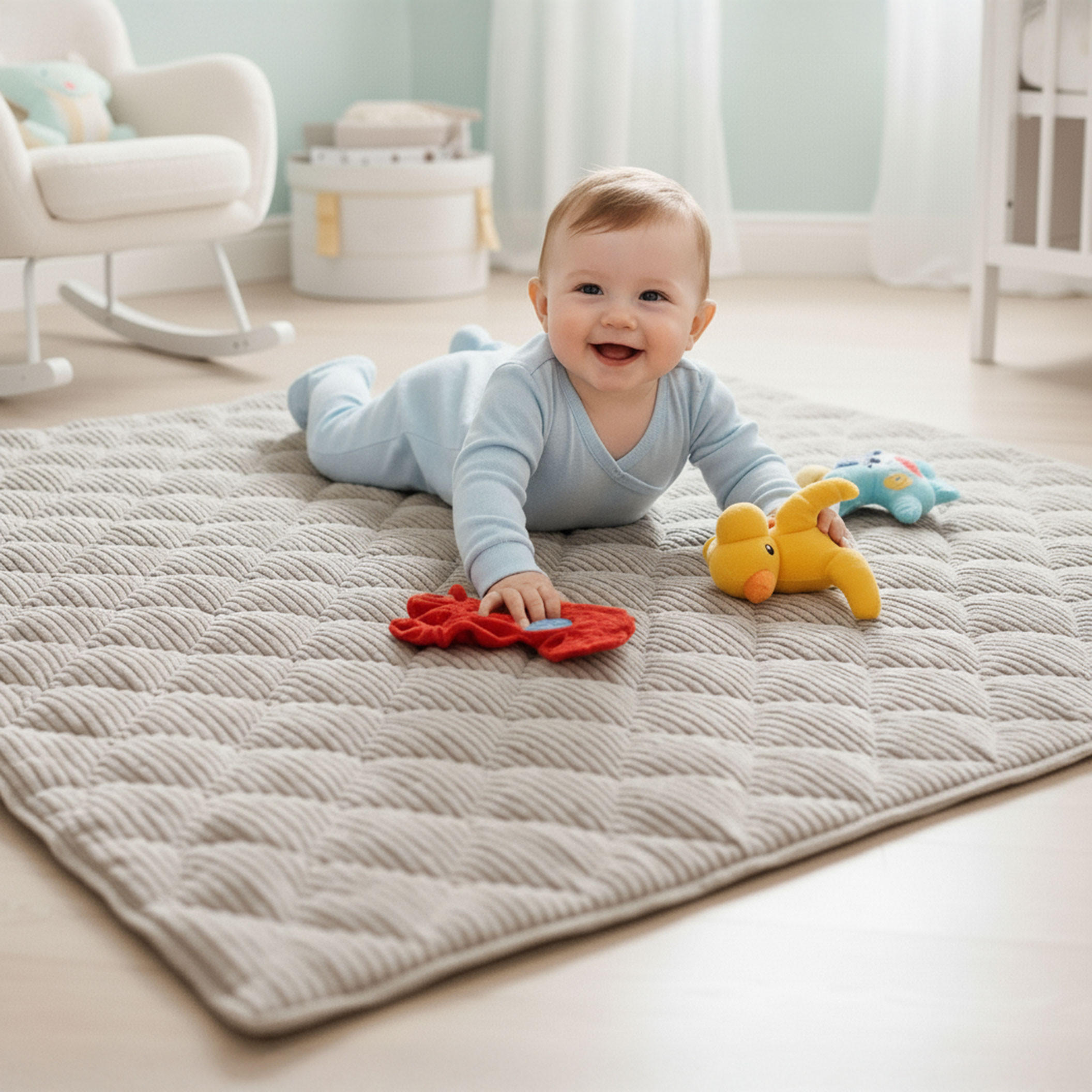 KRABBELDECKE Soft-Cord 120x120cm - Beige, Textil (120/120cm) - Sanosoft