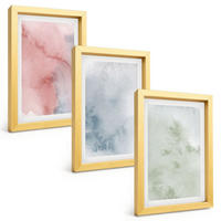 BILDER SET 3er Set - 20x30 cm Goldrahmen - Pastellfarbene Aquarellstrukturen - Goldfarben, Kunststoff (20/30cm) - TULUP