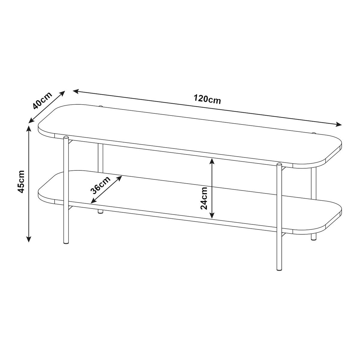 TV-ELEMENT Samnanger - Schwarz, Metall (120/45/40cm) - [en.casa]