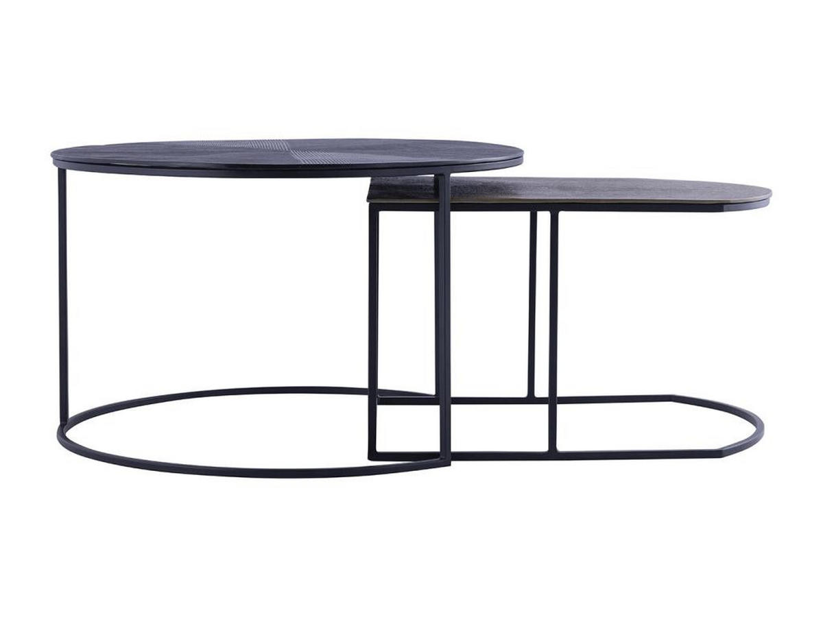 COUCHTISCH-SET - Metall - Schwarz & Goldfarben - ESMINA - Schwarz, Metall (74/74/45cm) - Vente-Unique