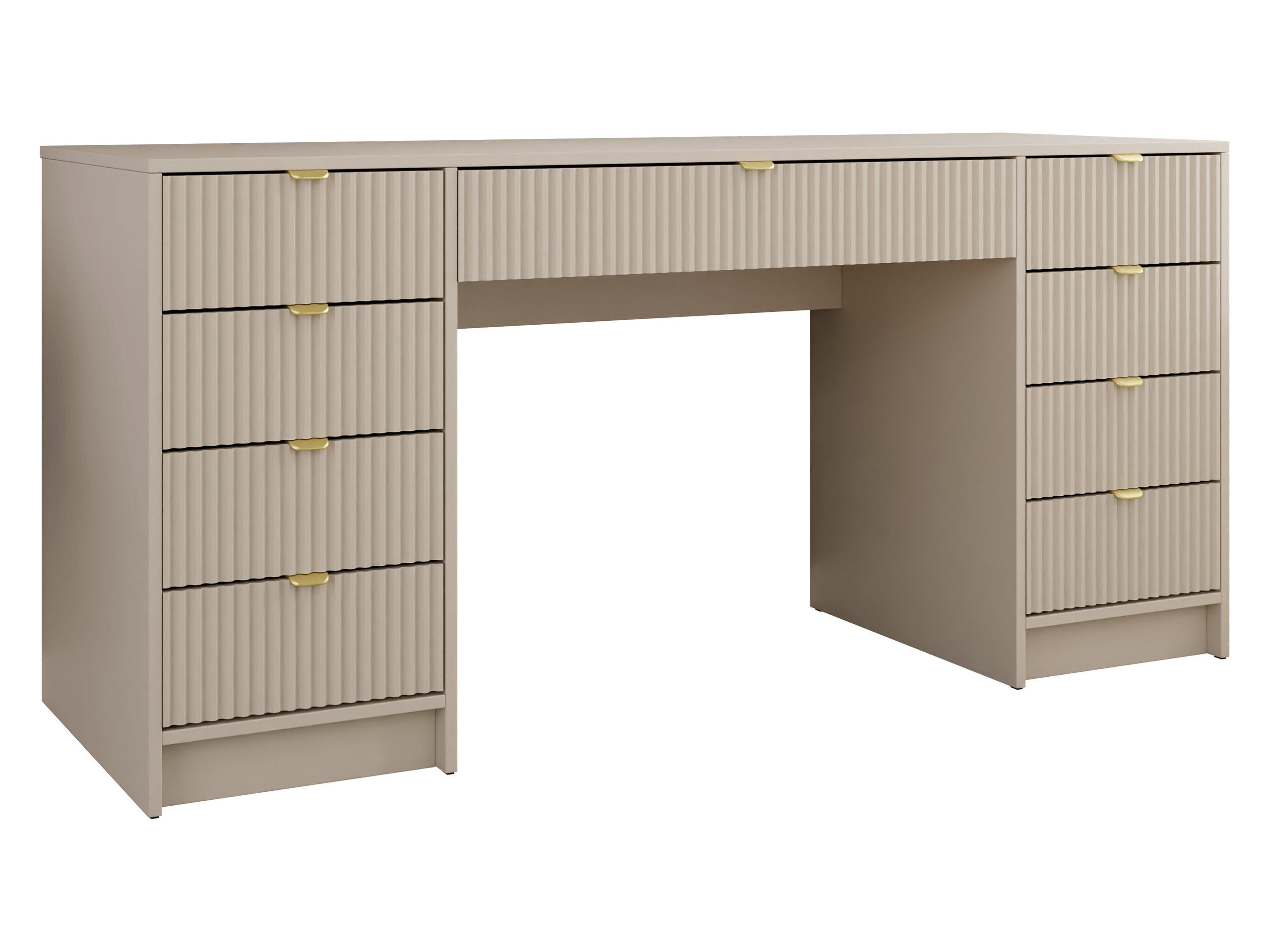 SCHREIBTISCH Tireno Bis - Sandfarben/Goldfarben, Holzwerkstoff/Metall (55/154/76cm) - MIRJAN24