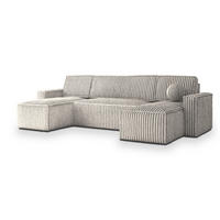 ROHOVÁ SEDAČKA PESANO světle šedá - šedá/světle šedá, dřevo/textil (306/140cm) - MASSENO