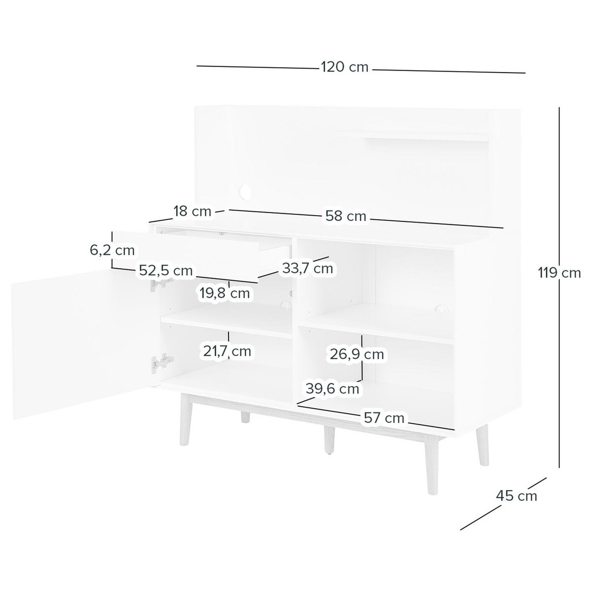 KÜCHENSCHRANK - Weiß, Holz/Holzwerkstoff (120/119/45cm) - home24
