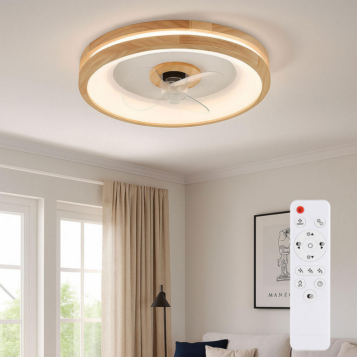 LED DECKENLEUCHTE Braun Holzoptik - Braun, Holz (50/50/12.5cm) - Globo Lighting